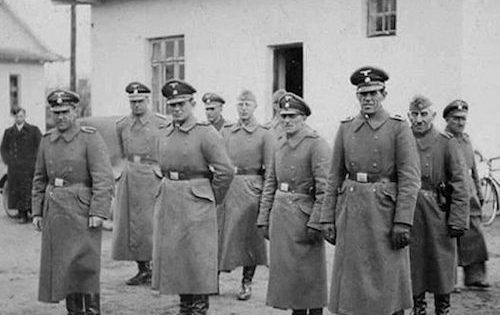 SS staff outside the Belzec camp perimeter