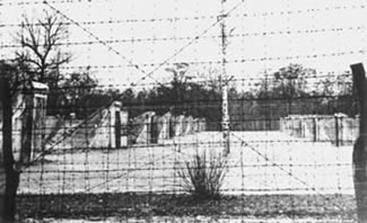 Syrets concentration camp (also: Syretskij concentration camp), a Nazi German concentration camp erected in 1942 in a Kiev's western neighborhood of Syrets. Barbed wire fence. By World War II unknown photographer (Babi Yar, Berdichev Revival) [Public domain or Public domain], via Wikimedia Commons.